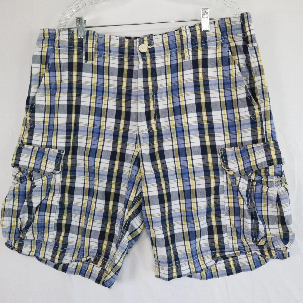 Polo Jeans Ralph Lauren Shorts Mens 38 Cargo Flap Pocket Casual Cotton‎ Plaid